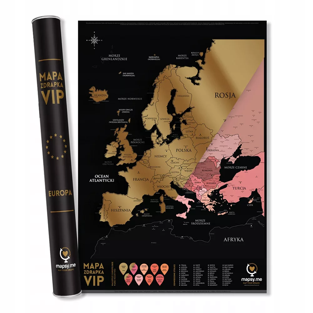 Mapa zdrapka Europy VIP Edition